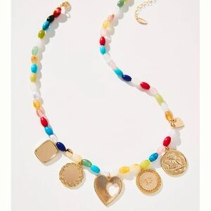 Anthropologie Beaded Multi Charm Necklace NWT